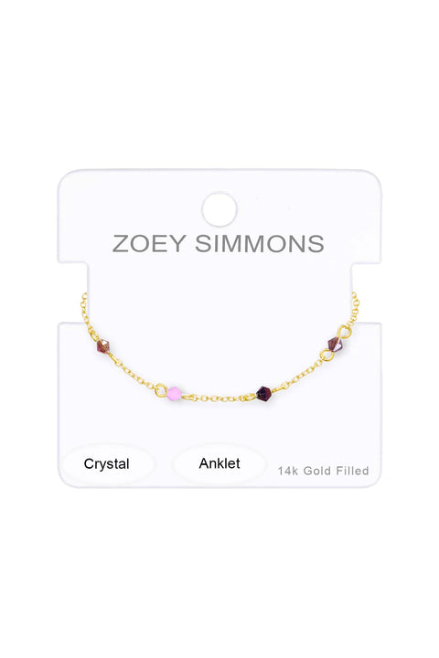 Purple Austrian Crystal Anklet - GF