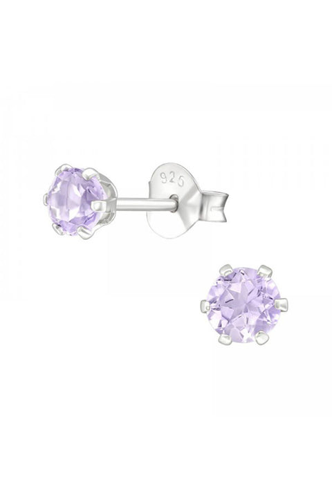 Sterling Silver Round Ear Studs With Semi Precious - SS
