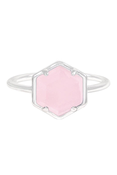 Rose Quartz Hexagon Ring - SF