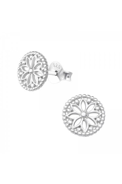 Sterling Silver Flower Ear Studs - SS