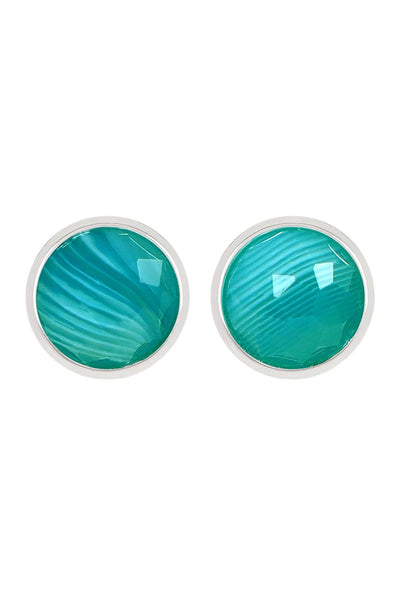 Green Lace Agate Post Earrings - SF