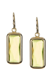 Peridot Crystal Rectangle Earrings In Gold - GF