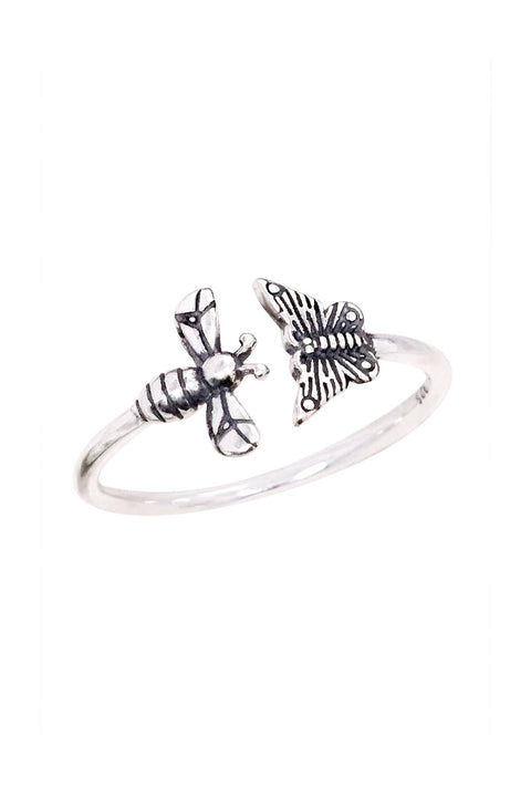 Sterling Silver Bee And Butterfly Ring - SS