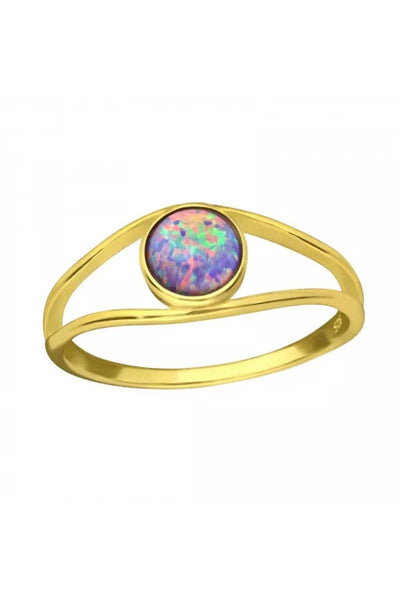 Sterling Silver Band Ring With Lavender Opal - VM