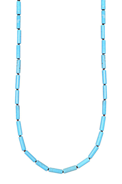 Stabilized Turquoise Cylinder Beaded Necklace - SF
