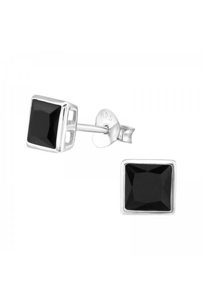 Sterling Silver Square 5mm Ear Studs With CZ - SS