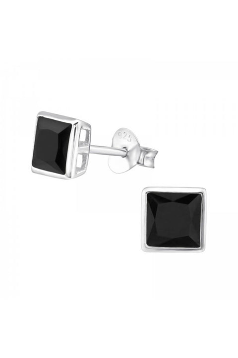 Sterling Silver Square 5mm Ear Studs With CZ - SS