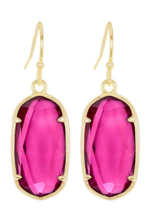 Raspberry Crystal Drop Earrings - GF