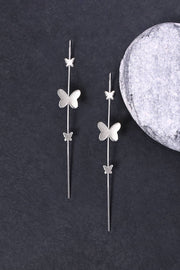 Sterling Silver Butterfly Drop Earrings - SS