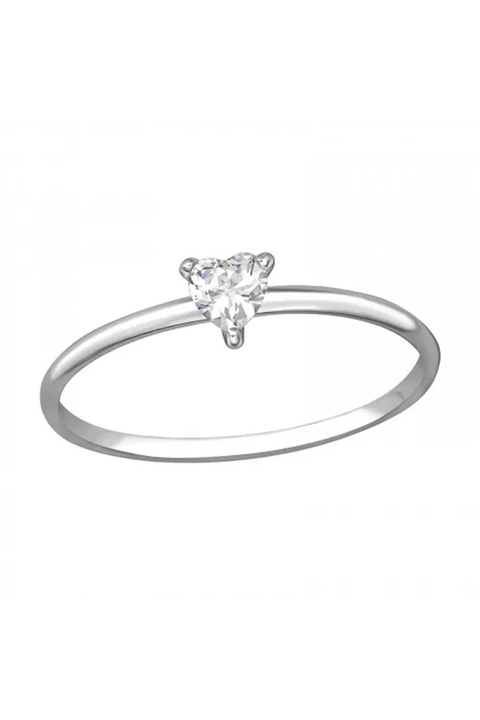Sterling Silver Heart Ring With Cubic Zirconia - SS