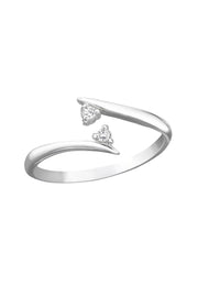 Sterling Silver Converge Adjustable Toe Ring With CZ - SS