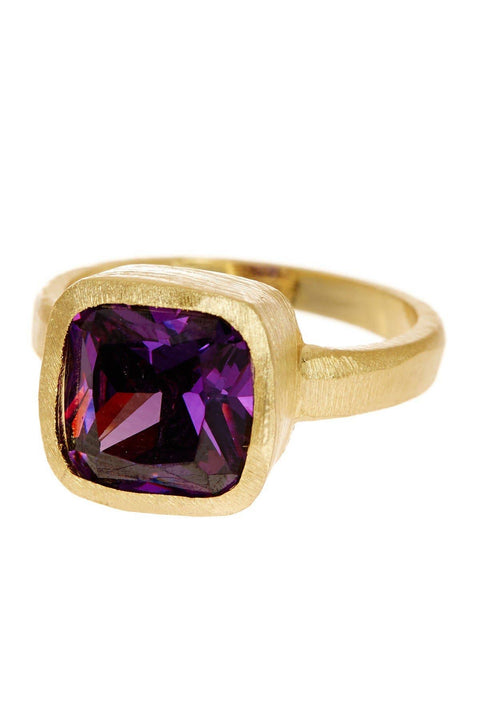 Amethyst CZ Square Ring - GF