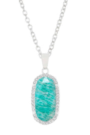 Amazonite Halo Pendant Necklace - SF