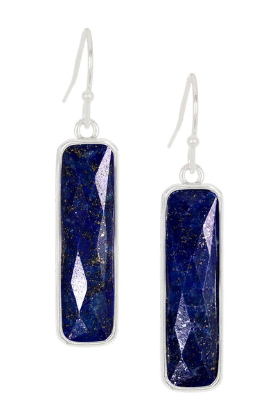 Lapis Rectangle Drop Earrings - SF