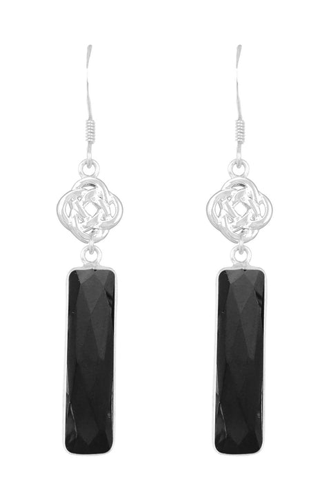 Hematite & Love Knot Drop Earrings - SF