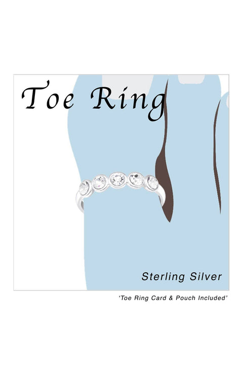 Sterling Silver & Crystal Adjustable Toe Ring - SS