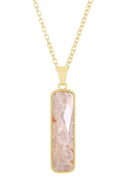 Lily Fossil Rectangle Pendant Necklace - GF