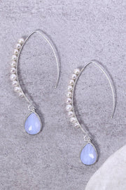 Blue Lace Agate & Sterling Silver Threader Earrings - SS