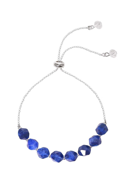 Lapis Fancy Cut Beaded Slider Bracelet - SF