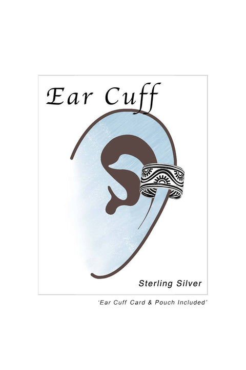 Sterling Silver Sun Pattern Ear Cuff - SS