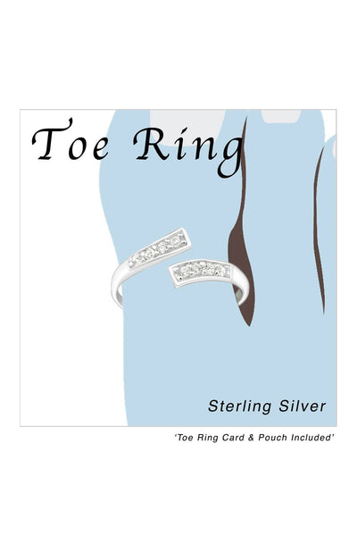Sterling Silver Adjustable Toe Ring With Cubic Zirconia - SS