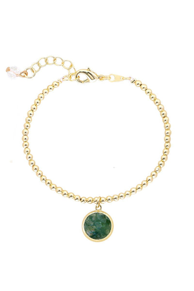 Moss Agate Beaded Charm Bracelet - GF