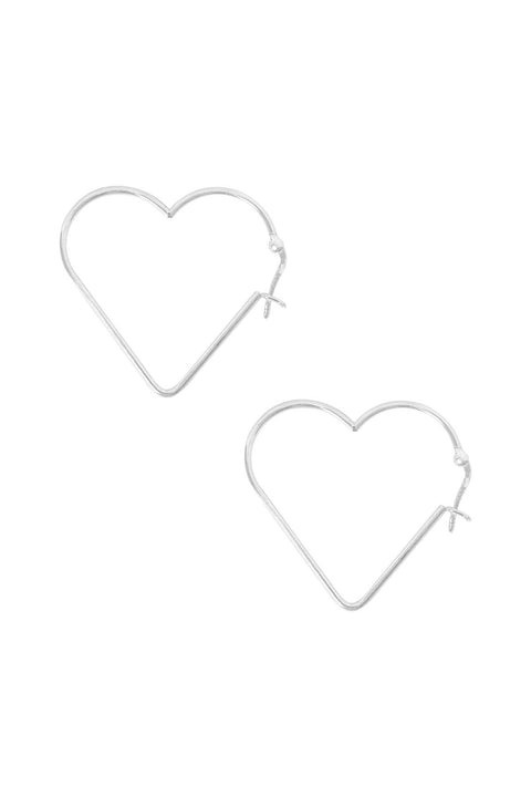 Sterling Silver Big Heart Hoop Earrings - SS