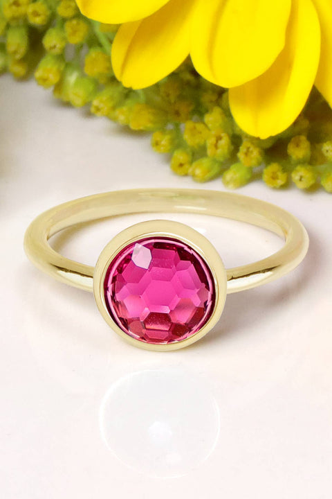 Raspberry Crystal Cab Ring - GF