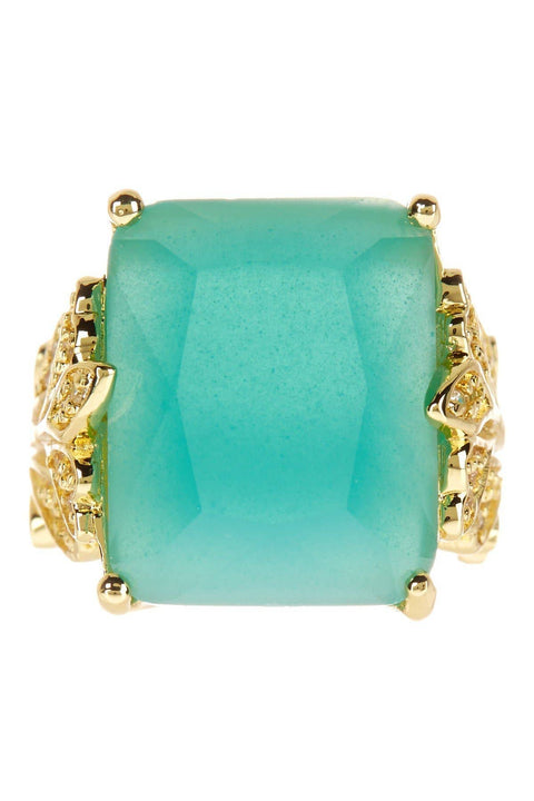 Amazonite Crystal & CZ Garden Ring - GF