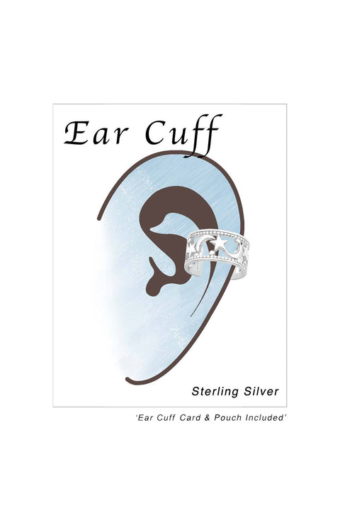 Sterling Silver Moon and Star Ear Cuff - SS