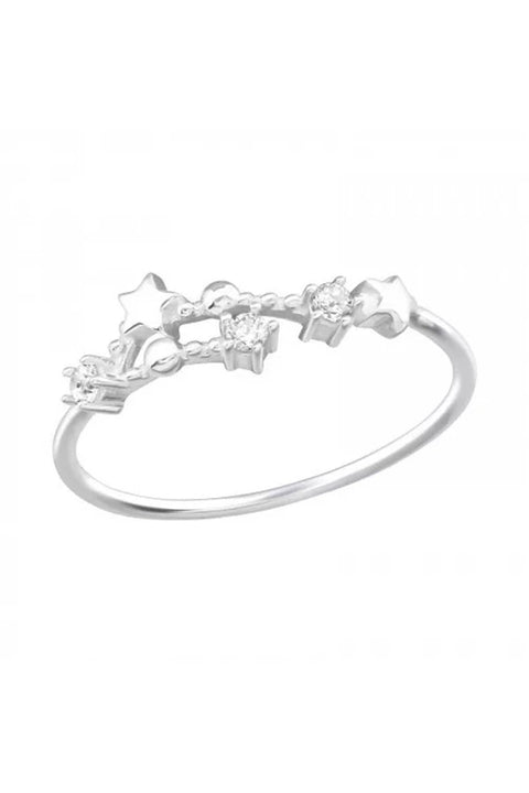Sterling Silver Gemini Constellation Ring With CZ - SS