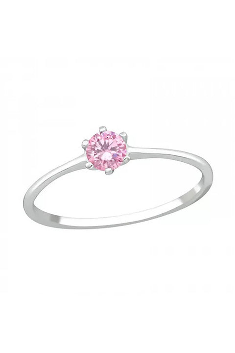 Sterling Silver Solitaire Ring with CZ - SS