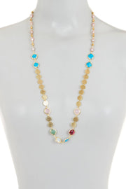 Mixed Quartz & Freshwater Pearl Station Necklace - GF