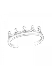 Sterling Silver Crown Adjustable Toe Ring - SS