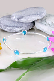 Blue Mother Of Pearl Quartz Bangle Bracelet - SF