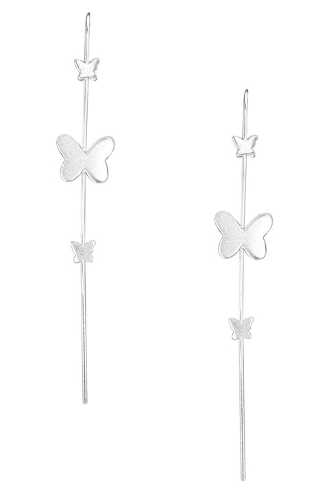 Sterling Silver Butterfly Drop Earrings - SS