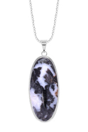 Zebra Jasper Oval Pendant Necklace - SF