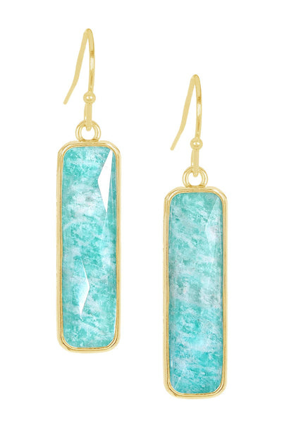 Amazonite Rectangle Drop Earrings - GF