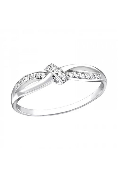 Sterling Silver Knot Ring With CZ - SS