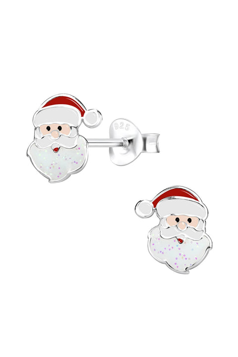 Sterling Silver Santa Claus Post Earrings - SS