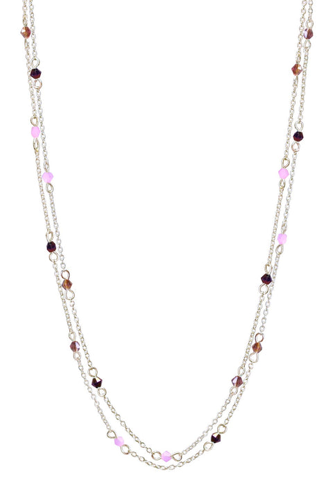 Purple Austrian Crystal Two Strand Necklace - SF