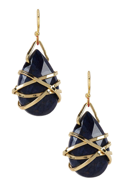 Lapis Wrapped Earrings In Gold - GF