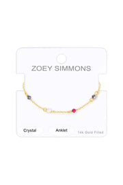 Pink Austrian Crystal Anklet - GF