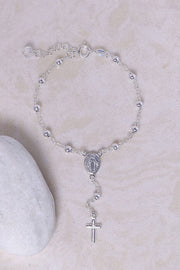 Sterling Silver Rosary Charm Bracelet - SS
