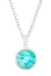 Amazonite Round Pendant Necklace - SF