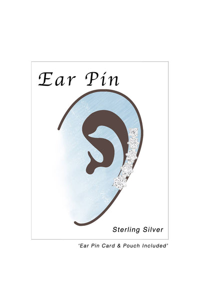 Sterling Silver Round Ear Pin With Cubic Zirconia - SS