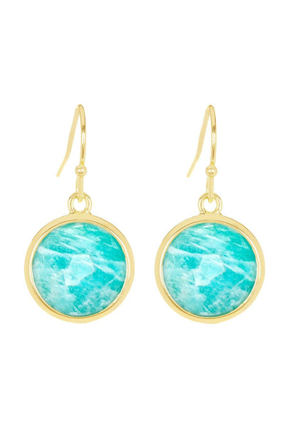 Amazonite Fancy Cut Round Earrings - GF