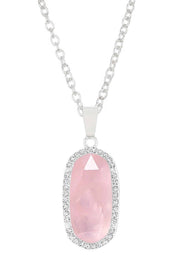 Rose Quartz Halo Pendant Necklace - SF