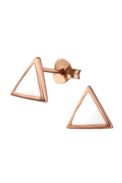 Sterling Silver Triangle Ear Studs With Epoxy - RG