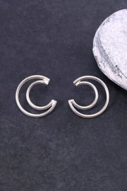 Sterling Silver Moon Post Earrings - SS